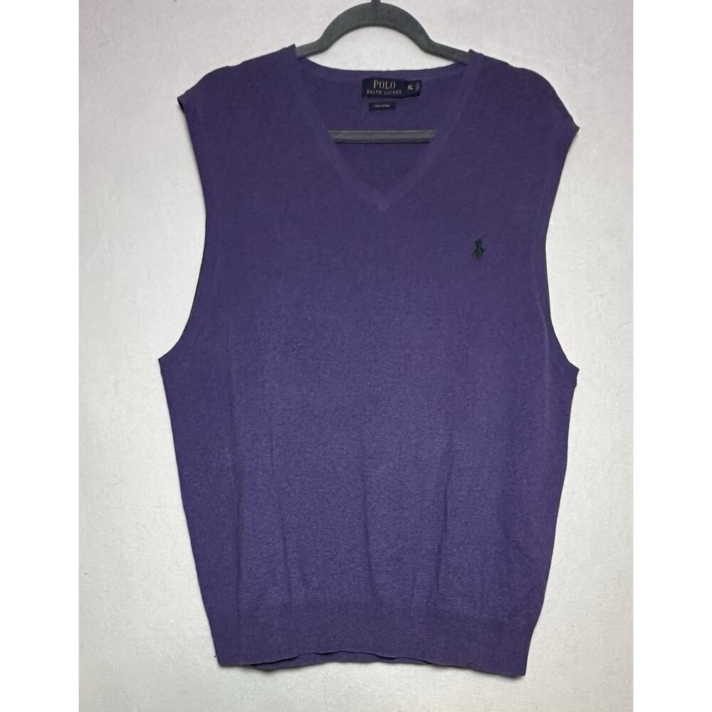 Polo Ralph Lauren Purple Sweater Vest XL 100% Pima Cotton Sleeveless V-Neck Golf